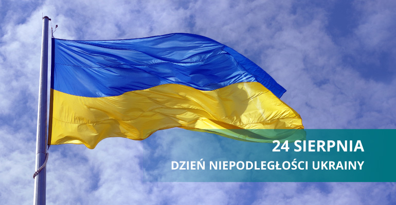 flaga Ukrainy i napis 24 sierpnia, Dzień Niepodległości Ukrainy