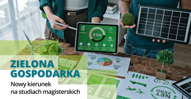 grafika reklamująca nowy kierunek studiów Zielona Gospodarka