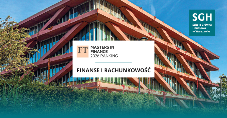 grafika: na zdjęciu budynku napis na białym tle "FT Masters in Finance 2026 Ranking Finanse i Rachunkowość"