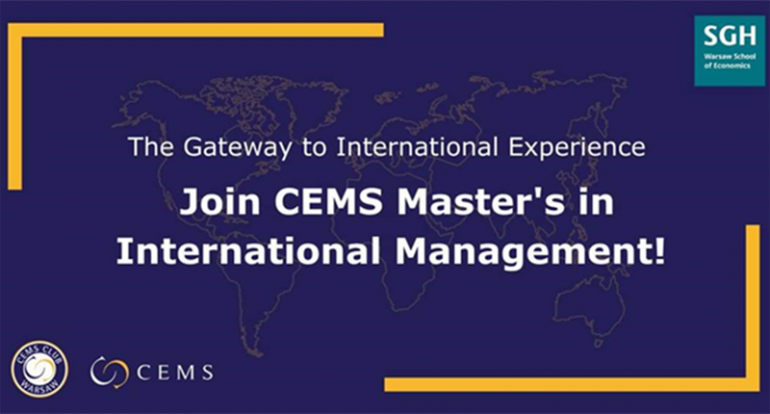 Grafika z napisem Join CEMS Master’s in International Management