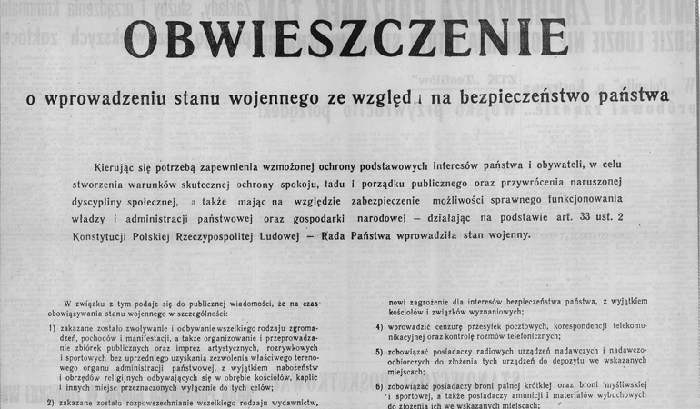 Obwieszczenie o wprowadzeniu stanu wojennego