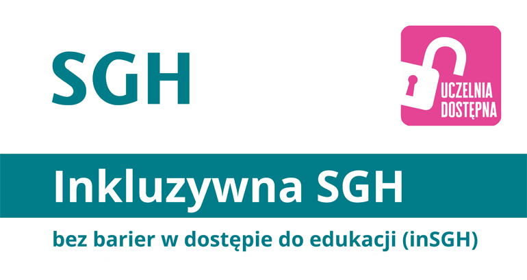Na grafice napis Inkluzywna SGH - bez barier w dostepie do edukacji (inSGH)