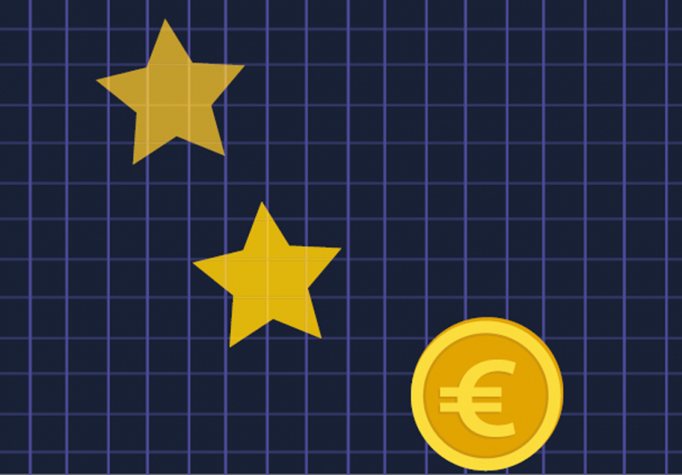 grafika z gwiazdami i symbolem euro