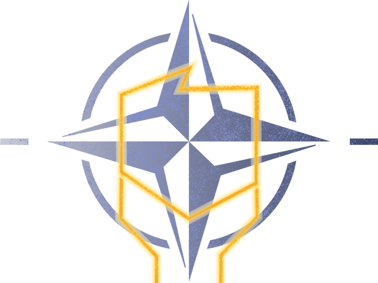 symbol NATO z konturem Polski