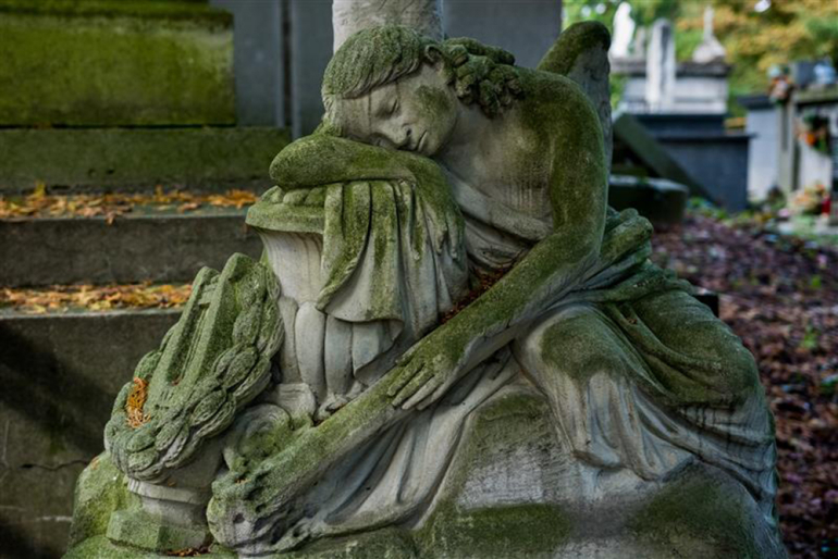 pomnik na cmentarzu śpiący anioł