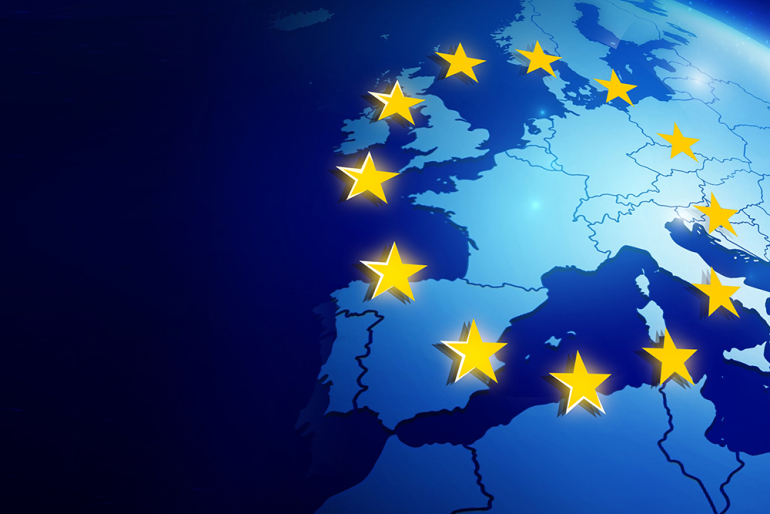 mapa Europy z gwiazdami UE