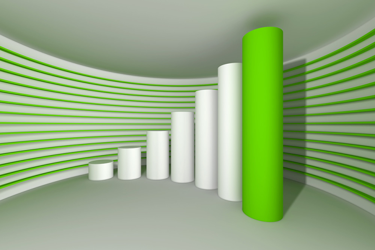 wykres kolumnowy na zielonym tle