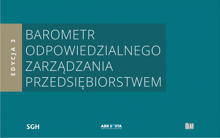 grafika informująca o Barometrze Odpowiedzialnego Zarządzania Przedsiębiorstwem - napis o tej treści na turkusowym tle