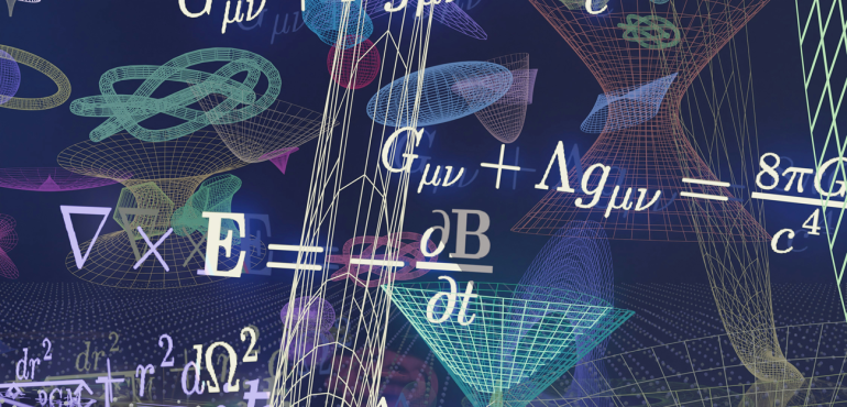 na granatowym tle wzory matematyczne