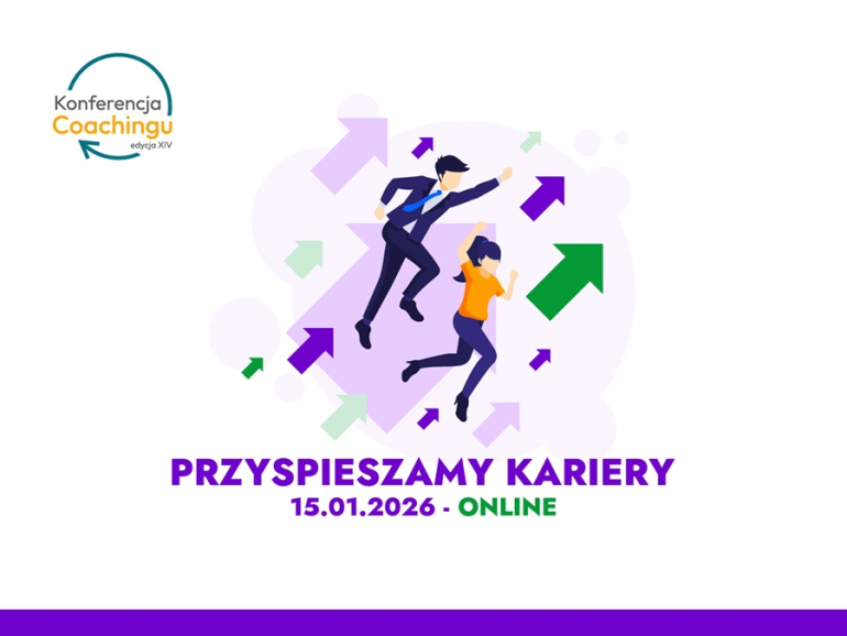 grafika na białym tle dwie biegnące postacie na dole napis "Przyspieszamy kariery"