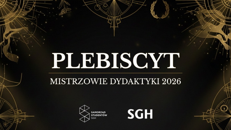 na czarnym tle ze złotymi elementami biały napis: Mistrzowie Dydaktyki 2026