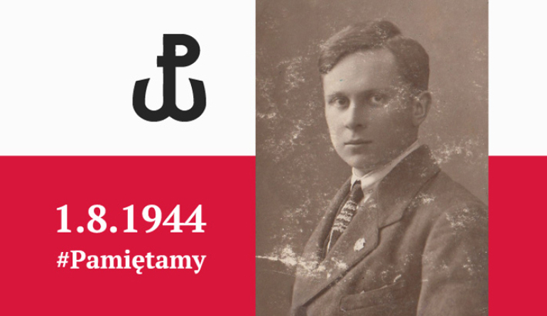 Na grafice zdjęcie Jerzego Konopczyńskiego z napise 1.8.1944 #Pamiętamy i znakiem Polska walcząca
