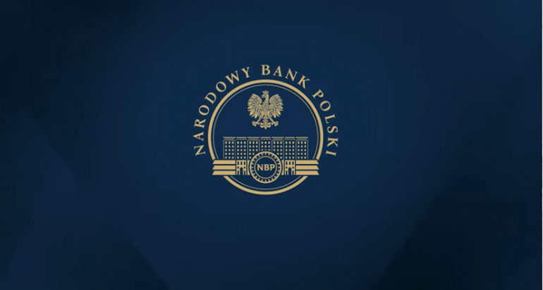 na ciemnogranatowym tle logo i napis: Narodowy Bank Polski