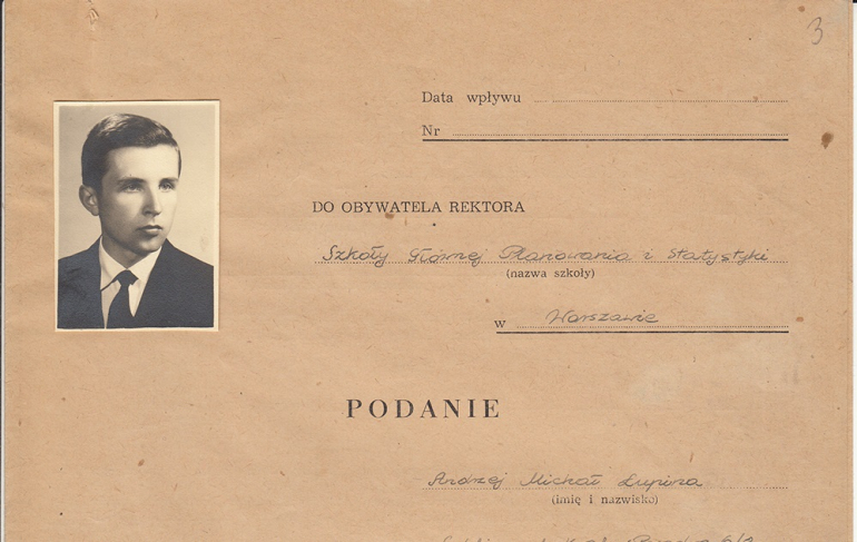 fragment podania, przyjęcia do SGH, dokument z Archiwum SGH
