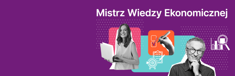na fioletowym tle zdjęcia dwóch osób