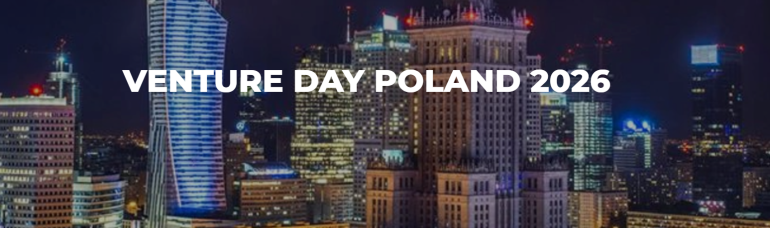 panorama miasta w nocy i napis Venture Day Poland 2026