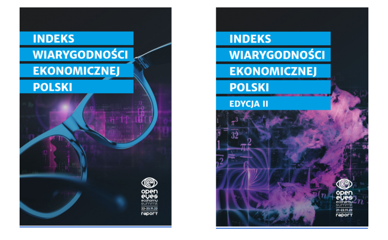 dwie okładki raportów Indeksu Wiarygodności Gospodarczej Polski