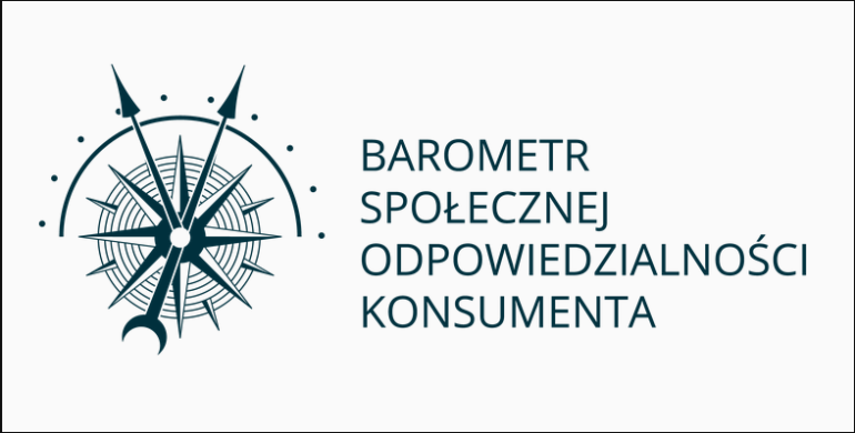 na białym tle róża wiatrów Barometr Społecznej Odpowiedzialności Konsumenta