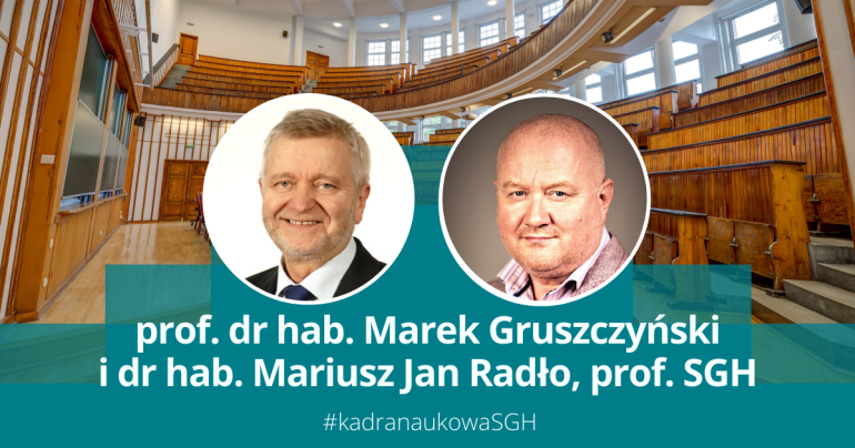 grafika przedstaiwająca fotografie prof. Marka Gruszczyńskiego i prof. Mariusza Jana Radło