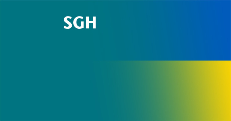 graphics with the flag of Ukraine and the logo of SGH