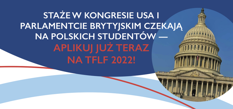 grafika informująca o stażu, przedstawiająca kopułę Kapitolu USA